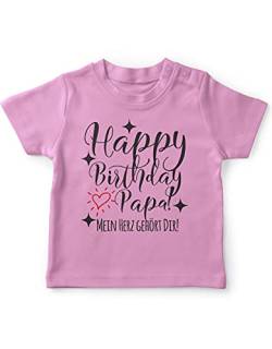 miKalino Baby/Kinder T-Shirt mit Spruch für Jungen Mädchen Unisex Kurzarm Happy Birthday Papa! Mein Herz gehört Dir! | handbedruckt in Deutschland | Handmade with Love, Farbe:rosa, Grösse:68-74 von miKalino