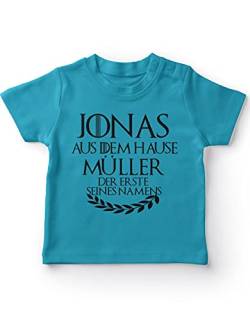 miKalino Baby/Kinder T-Shirt mit Spruch für Jungen Mädchen Unisex Kurzarm Individueller Name 'aus dem Hause ... | handbedruckt in Deutschland | Handmade with Love, Farbe:Atoll, Grösse:80-86 von miKalino