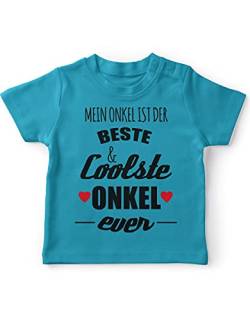 miKalino Baby/Kinder T-Shirt mit Spruch für Jungen Mädchen Unisex Kurzarm Mein Onkel ist der Beste und coolste Onkel | handbedruckt in Deutschland | Handmade with Love, Farbe:Atoll, Grösse:92-98 von miKalino