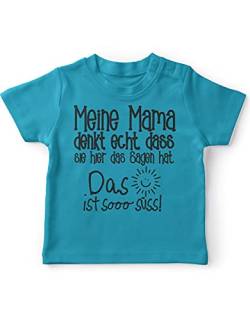 miKalino Baby/Kinder T-Shirt mit Spruch für Jungen Mädchen Unisex Kurzarm Meine Mama Denkt echt | handbedruckt in Deutschland | Handmade with Love, Farbe:Atoll, Grösse:68-74 von miKalino