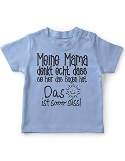 miKalino Baby/Kinder T-Shirt mit Spruch für Jungen Mädchen Unisex Kurzarm Meine Mama Denkt echt | handbedruckt in Deutschland | Handmade with Love, Farbe:Sky, Grösse:80-86 von miKalino