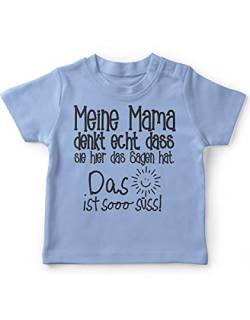 miKalino Baby/Kinder T-Shirt mit Spruch für Jungen Mädchen Unisex Kurzarm Meine Mama Denkt echt | handbedruckt in Deutschland | Handmade with Love, Farbe:Sky, Grösse:92-98 von miKalino