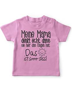 miKalino Baby/Kinder T-Shirt mit Spruch für Jungen Mädchen Unisex Kurzarm Meine Mama Denkt echt | handbedruckt in Deutschland | Handmade with Love, Farbe:rosa, Grösse:80-86 von miKalino