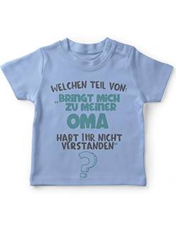 miKalino Baby/Kinder T-Shirt mit Spruch für Jungen Mädchen Unisex Kurzarm Welchen Teil von Bringt Mich zu meiner Oma | handbedruckt in Deutschland, Farbe:Sky, Grösse:80-86 von miKalino