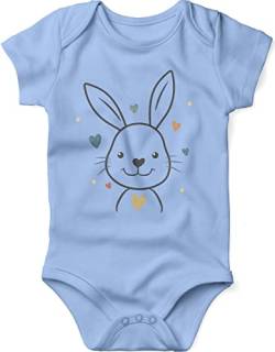 miKalino Babybody für Ostern Hase mit bunten Herzen | Kurzarm Strampler Ostergeschenke Ostern Baby Kleidung für Jungen und Mädchen | Oster Geschenkidee, Farbe:sky, Grösse:86-92 von miKalino