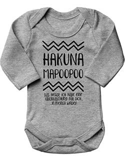 miKalino Babybody mit Spruch für Jungen Mädchen Unisex Langarm Hakuna Mapoopoo | handbedruckt in Deutschland , Farbe:heather, Grösse:56 von miKalino