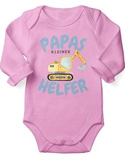 miKalino Babybody mit Spruch für Jungen Mädchen Unisex Langarm Papas kleiner Helfer v2 | handbedruckt in Deutschland, Farbe:rosa, Grösse:62 von miKalino