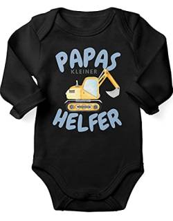 miKalino Babybody mit Spruch für Jungen Mädchen Unisex Langarm Papas kleiner Helfer v2 | handbedruckt in Deutschland, Farbe:schwarz, Grösse:74 von miKalino