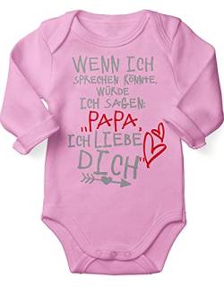 miKalino Babybody mit Spruch für Jungen Mädchen Unisex Langarm Wenn ich sprechen könnte würde ich sagen: Papa ich liebe Dich | handbedruckt in Deutschland | , Farbe:rosa, Grösse:80 von miKalino