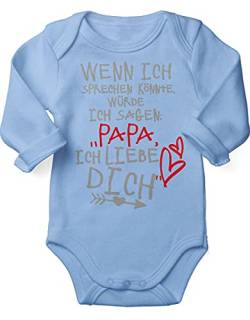 miKalino Babybody mit Spruch für Jungen Mädchen Unisex Langarm Wenn ich sprechen könnte würde ich sagen: Papa ich liebe Dich | handbedruckt in Deutschland | , Farbe:sky, Grösse:56 von miKalino