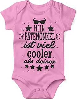 miKalino Babybody mit Spruch für Jungen Mädchen Unisex kurzarm Mein Patenonkel ist viel cooler als deiner v2 | handbedruckt in Deutschland | Handmade with love, Farbe:rosa, Grösse:56 von miKalino