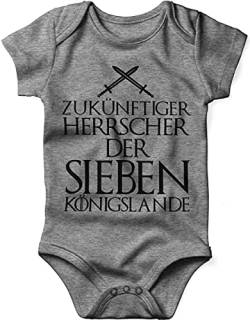 miKalino Babybody mit Spruch für Jungen Mädchen Unisex kurzarm Zukünftiger Herrscher der sieben Königslande | handbedruckt in Deutschland | Handmade with love, Farbe:heather, Grösse:62 von miKalino