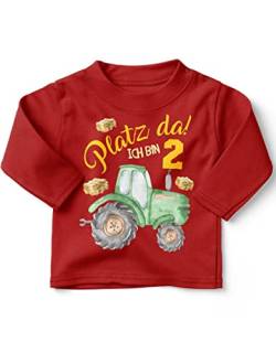 miKalino Jungen Kinder T-Shirt Langarm mit Spruch - Longsleeve mit Spruch für Kinder 1 Jahr mit Traktor - Kinder Langarm Shirt Baumwolle - Kinder T-Shirt lang - Geschenk, Farbe:rot, Grösse:80-86 von miKalino