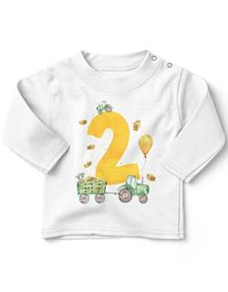 miKalino Jungen Kinder T-Shirt Langarm mit Spruch - Longsleeve mit Spruch für Kinder 2 Jahre mit Traktor 2 - Kinder Langarm Shirt Baumwolle - Kinder T-Shirt lang - Geschenk Farbe:Weiss, Grösse:80-86 von miKalino