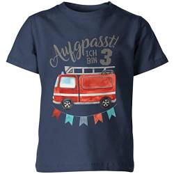 miKalino Kinder T-Shirt Ich Bin 3 - Feuerwehr Kurzarm Shirt für Jungen und Mädchen | Geschenkidee, Farbe:Navy, Grösse:104 von miKalino