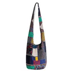 Bohmian Style Schultertaschen Umhängetasche Reise Canvas Bucket Bag bedruckte Tasche Ethnic Style Bag Frauen Baumwolle Hobo Sling Bag (A026#1122) von miaomiaojia
