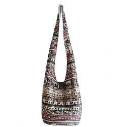 Bohmian Style Schultertaschen Umhängetasche Reise Canvas Bucket Bag bedruckte Tasche Ethnic Style Bag Frauen Baumwolle Hobo Sling Bag (A026#1237) von miaomiaojia