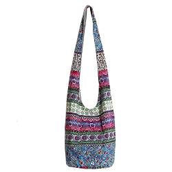Bohmian Style Schultertaschen Umhängetasche Reise Canvas Bucket Bag bedruckte Tasche Ethnic Style Bag Frauen Baumwolle Hobo Sling Bag (A026#512) von miaomiaojia