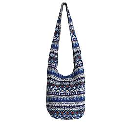 Bohmian Style Schultertaschen Umhängetasche Reise Canvas Bucket Bag bedruckte Tasche Ethnic Style Bag Frauen Baumwolle Hobo Sling Bag (A026#856) von miaomiaojia