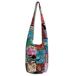Bohmian Style Schultertaschen Umhängetasche Reise Canvas Bucket Bag bedruckte Tasche Ethnic Style Bag Frauen Baumwolle Hobo Sling Bag (A026#B) von miaomiaojia
