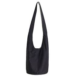 Bohmian Style Schultertaschen Umhängetasche Reise Canvas Bucket Bag bedruckte Tasche Ethnic Style Bag Frauen Baumwolle Hobo Sling Bag (A026#black) von miaomiaojia