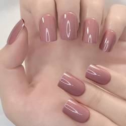 HJKOGH 24 Stück Künstliche Nägel Khaki Nude Marmormuster Künstlicher Druck auf falsche Nagelspitzen for Office Home Ongle Free Glue Sticker (Color : E) von mifdojz