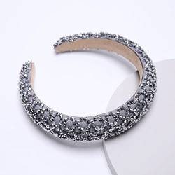 n/a Breite Seite Strass Kopfband Handgenähter Schwamm Kristall Haarband Party Haarschmuck (Color : H, Size : One Size) von mifdojz