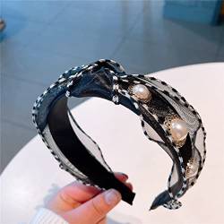 n/a Damen-Chiffon-Stirnband Schwarz Weiß 2 Farben erhältlich Feminines Stirnband-Zubehör (Color : A) von mifdojz