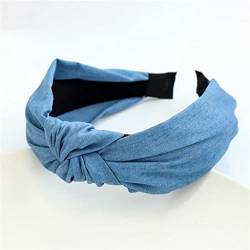 n/a Damen Stirnband Casual Blau Schwarz Denim Stirnband Mittelknoten Kopfbedeckung Haarschmuck (Color : B) von mifdojz