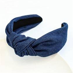 n/a Damen Stirnband Casual Blau Schwarz Denim Stirnband Mittelknoten Kopfbedeckung Haarschmuck (Color : D) von mifdojz