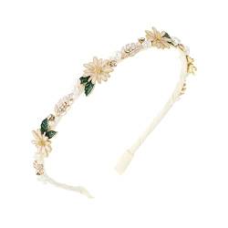 n/a Exquisites Strass-Perlen-Haarband und Blumen-Stirnband-Geschenk-Frauen-Mädchen-Haar-Kopf-Reifen-Bänder von mifdojz