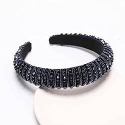 n/a Haarband Breitkrempiges Schwamm-Stirnband Reisperlenweben Handgefertigte koreanische Version des Stirnbands aus Kristall (Color : A, Size : One Size) von mifdojz