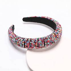 n/a Haarband Breitkrempiges Schwamm-Stirnband Reisperlenweben Handgefertigte koreanische Version des Stirnbands aus Kristall (Color : H, Size : One Size) von mifdojz