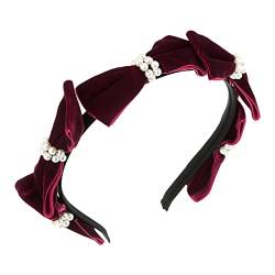 n/a Handgefertigter Stoff Perlen Stirnband Schleife Haarband Frauen Stirnband Dame Mädchen Kopfband einfarbig ( Color : A ) von mifdojz
