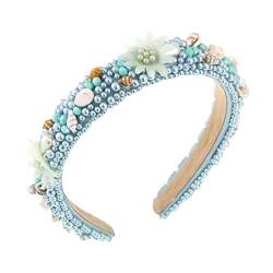 n/a Perlen-Muschel-Blumen-Stirnband Bowknot Pearl Hairbands Hair Hoops Holder Ornament Head Band Accessories ( Color : A , Size : One Size ) von mifdojz