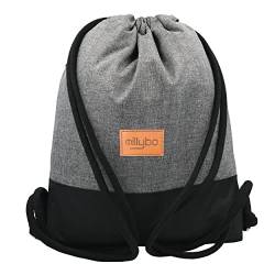 millybo SACCO Beutel Turnbeutel Sportbeutel Gymbag Rucksack Beuteltasche Backpack (270.002 grau) von millybo
