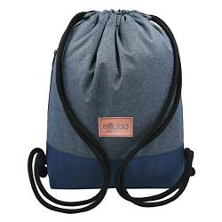 millybo SACCO Beutel Turnbeutel Sportbeutel Gymbag Rucksack Beuteltasche Backpack (270.004 blau) von millybo