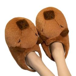 Niedliche Capybara-Hausschuhe - Niedliche Cartoon-Plüschhausschuhe | Winter-Hausschuhe für drinnen und draußen, niedliche, rutschfeste, weiche Capybara-Schlafzimmerschuhe, lustige Mimika von mimika