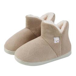 Hausschuhe Damen Winter Plüsch Warm Gefüttert Hausschuhe Pantoletten Bequeme Rutschfeste Winterstiefel Winter Warm Slipper-Stiefel Geschenk Für Frauen von mingchengheng