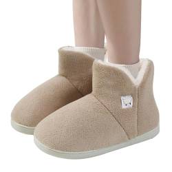 Hausschuhe Damen Winter Plüsch Warm Gefüttert Hausschuhe Pantoletten Bequeme Rutschfeste Winterstiefel Winter Warm Slipper-Stiefel Geschenk Für Frauen von mingchengheng