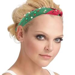 Juwelenbesetztes geknotetes Stirnband | Perlenkristall-Stirnband - Modisches, grünes, mit Kristallen verziertes, geknotetes Stirnband mit Streuseln und Haarschmuck für Feiertage und Mingchengheng von mingchengheng