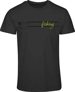 Angler T-Shirt: Fishing - Geschenk für Fischer und Angler - Geschenk für Angler - Anglerbekleidung Herren - Angelkleidung Männer - Angeln - Anglerin - Fisch - Grau - Army (L) von minifan