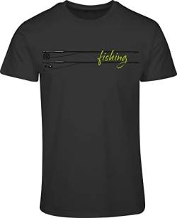 Angler T-Shirt: Fishing - Geschenk für Fischer und Angler - Geschenk für Angler - Anglerbekleidung Herren - Angelkleidung Männer - Angeln - Anglerin - Fisch - Grau - Army (S) von minifan