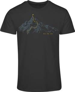 Berg T-Shirt Herren : Walk The Line - Kletter T-Shirt Männer - Geschenk für Wanderer - Bergsteiger Outdoor Ausrüstung (L) von minifan