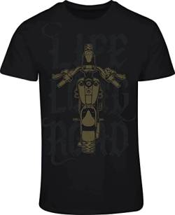 Biker Shirt: Chopper - Long Road - Motorrad T-Shirt Herren Damen - Mann Männer Frau-en - Liebhaber - Fan-s - Rocker - Anarchy - Geschenk - Bikerin - Motorradfahrer-in - Moped - Bike MC (3XL) von minifan