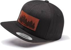 Cap Herren Flexfit Snapback : Woodland - Kappi für Naturliebhaber Damen Baseball Cap Kappe Mütze Outdoor Natur Wald Kletter Ausrüstung Wander Zubehör (Black/Black) von minifan