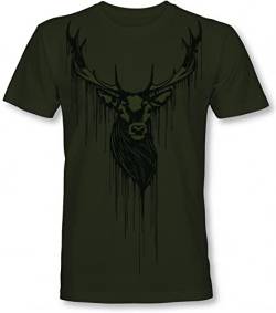 Jäger T-Shirt: Dripping Deer - Geschenk für Jäger - Hirsch T-Shirt - Jägerbekleidung Jagdkleidung Herren - Geschenke für Männer - Jagd Tshirt - T-Shirt mit Hirsch Eber Outdoor Natur Army Hunter (3XL) von minifan