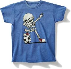 Kinder Fussball T-Shirt: Dab Skelett Leuchtet im Dunklen - Dab Teenager Dance - Glow in The Dark - Shirt für Jungen & Mädchen Geschenk zum Geburtstag für Kinder - Fußball-Spieler-Zubehör (164 ROYAL) von minifan