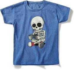 Kinder Gamer T-Shirt: Dab Skelett Leuchtet im Dunklen - Dab Teenager Dance - Glow in The Dark - Shirt für Jungen & Mädchen Geschenk Geburtstag für Kinder - Gaming Zocken-Spieler-Zubehör (116 ROYAL) von minifan