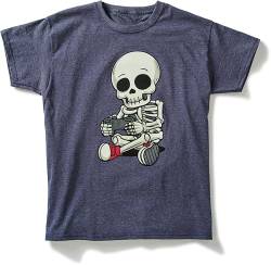 Kinder Gamer T-Shirt: Dab Skelett Leuchtet im Dunklen - Dab Teenager Dance - Glow in The Dark - Shirt für Jungen & Mädchen Geschenk Geburtstag für Kinder - Gaming Zocken-Spieler-Zubehör (140 Navy) von minifan